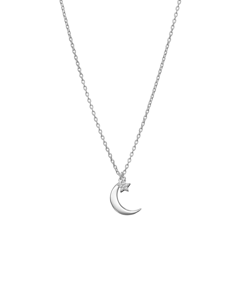 Star and moon necklace silver online