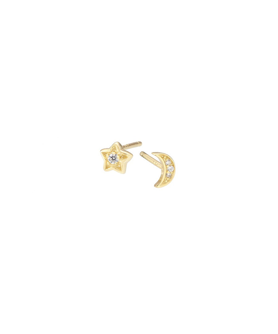 Gold Star Moon Studs – Mary K Jewellery
